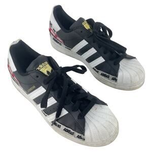 Adidas Superstar Black/White Leather Athletic Shoes Men’s Size 9 Preowned